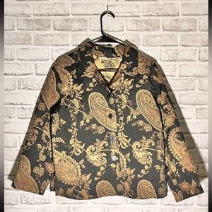 Vintage French Laundry Gold/Black Tapestry Jacket/Blazer